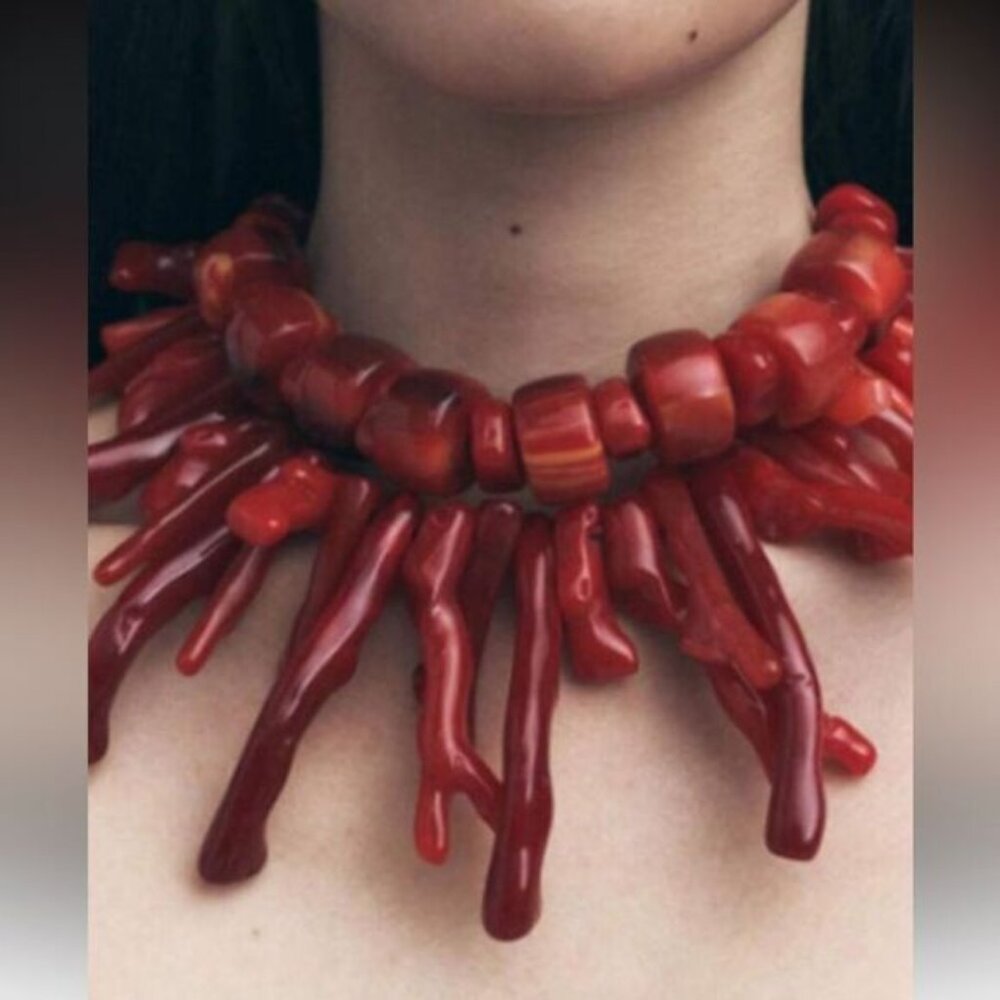 Red Coral Statement Necklace N1494